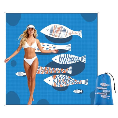 Large Size Beach Mat 75"x75" – Outdoor Picnic Blanket, Waterproof Sand Mat for Camping, Grass & Travel, Portable Foldable Ground Mat with Bag