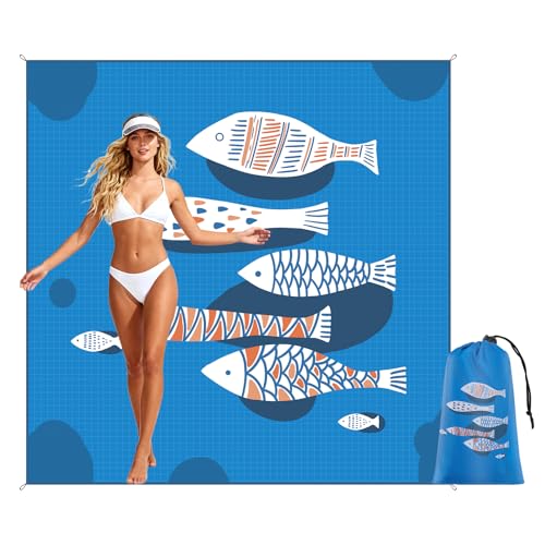 Large Size Beach Mat 75"x75" – Outdoor Picnic Blanket, Waterproof Sand Mat for Camping, Grass & Travel, Portable Foldable Ground Mat with Bag