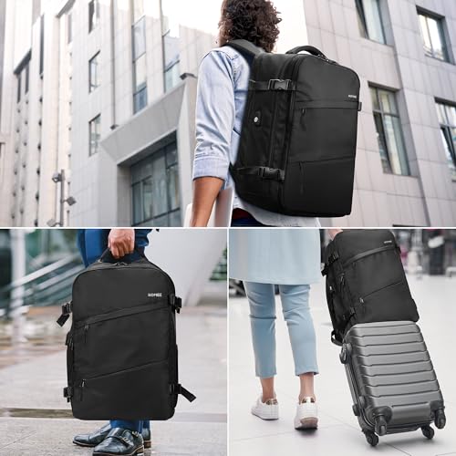 HOMIEE Travel Laptop Backpack for Men Women, Personal Item Carry On Bag, Dry Wet Separation, Weekender Business Hiking Camping College Bag, Mochila de Viaje, Black - color: Black, size: X-Large