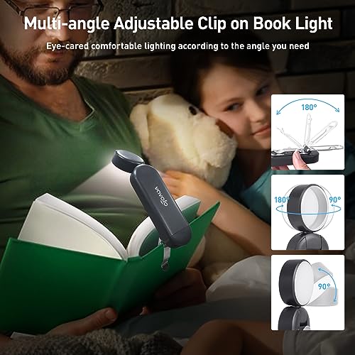 VAVOFO USB Rechargeable Book Light, Blue Light Blocking, Amber Clip-On Bookmark Shaped Reading Light, Eye Care 6 LEDs With 9 Lighting Modes for Bookworms (Grey) - color: Gray
