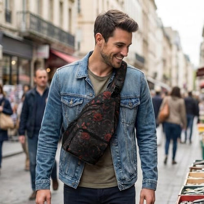 Rose Gothic Style Crossbody Bags for Women Men Trendy Sling Bag Backpack Casual Chest Bag Shoulder Strap - color: Color 14