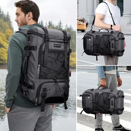 WITZMAN Travel Backpack for Men Large 3 in 1 Convertible Airline Approved Carry-on Luggage Backpack(B715 Silvery Grey) - color: Silvery Grey