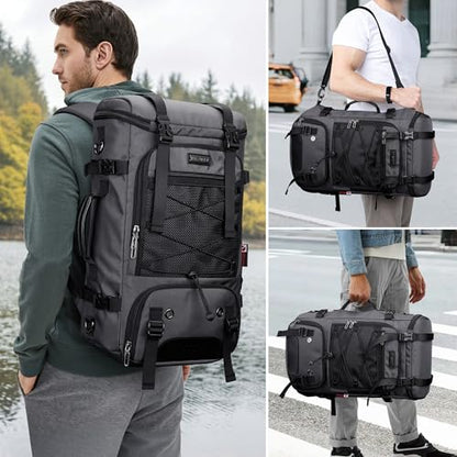 WITZMAN Travel Backpack for Men Large 3 in 1 Convertible Airline Approved Carry-on Luggage Backpack(B715 Silvery Grey) - color: Silvery Grey