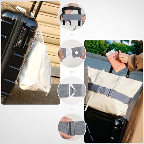 TOOVREN 2-in-1 Travel Belt for Luggage Straps Add a Bag Bungees Suitcase Luggage Strap Over Handle Suitcases Belt for Carry On Bag Adjustable Backpack Attachment Airport Travel Accessories Gray - color: Gray