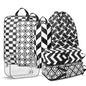 Geometrical abstract Compression Packing Set (7 Piece) - Quick-Dry Organizer Cubes Packing - Travel Essential Bag for Clothes Shoes Cosmetics Toiletry - color: Black-12
