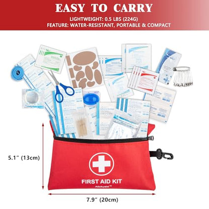 Atickyaid Mini First Aid Kit - 140 Piece Small First Aid Medical Kit for Car, Home, Office, Travel, Camping, Sports, Outdoor, School - Emergency First Aid Supplies and Survival Kit - size: 140 Pieces