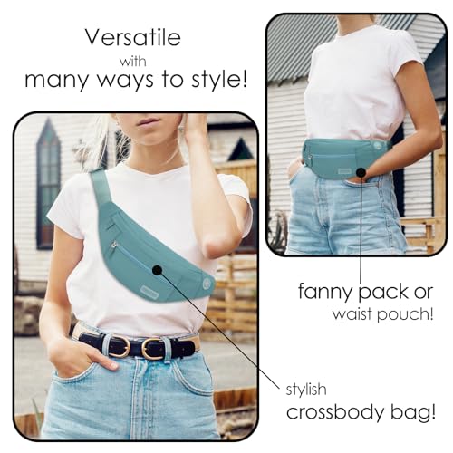 MAXTOP Large Crossbody Fanny Pack with 4-Zipper Pockets,Gifts for Enjoy Sports Festival Workout Traveling Running Casual Hands-Free Wallets Waist Pack Phone Bag Carrying All Phones - color: Dark Green, style: Large Fanny Pack(4 Zipper Pockets)
