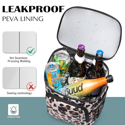 Tuwubi Cooler Backpack 35/42 Cans, Backpack Coolers Insulated Leak Proof for Men Women, Waterproof Soft Sided Lunch Camping Beach Travel Ice Chest Backpack Cooler Bag - color: Leopard Print, size: Medium