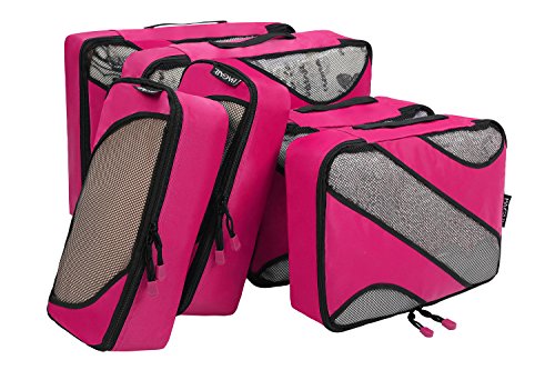 BAGAIL 6 Set Packing Cubes,Travel Luggage Packing Organizers - color: The Fushcia, style: 6 Set