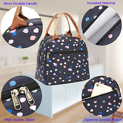 FlowFly Insulated Lunch Cooler Bag - Tote Organizer for Women/Men, Black Flower - color: Black Flower