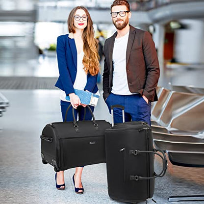 Modoker Rolling Garment Bags, 25in Large Garment Duffle Bag with Wheels, 3 in 1 Garment Suit Luggage Bag, Not Standard Carry-On Size for Women Men Business Travel Weekender, Black - color: 25in-Black