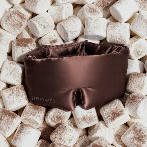 DROWSY Silk Sleep Mask - Face-Hugging, Padded Cocoon for Luxury Sleep in Total Darkness - 100% Pure Mulberry Silk (Cocoa Glow) - color: Chocolate, size: 1 Count (Pack of 1)