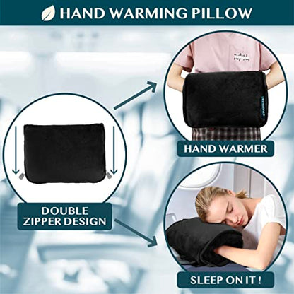 PAVILIA Travel Blanket Pillow, Soft Airplane Blanket 2-in-1 Combo Set, Plane Blanket Compact Packable, Flight Essentials Car Pillow, Travelers Gifts Accessories, Luggage Backpack Strap, 60x43 Black - color: Black