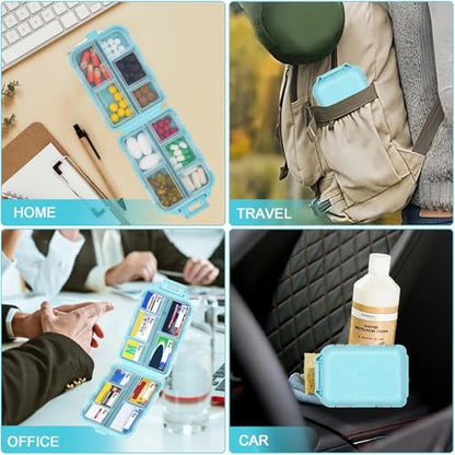 Blue 189-Label Pill Organizer - Travel Medicine Case with Compact Pill Box & Labels (1 Pack) - color: Straw Blue, size: Standard