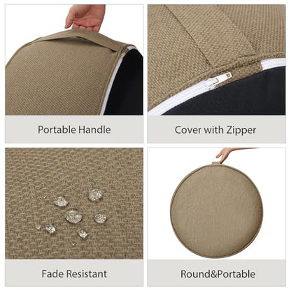 Inflatable Outdoor Ottoman,20"x9" Portable Patio Pouf,Water Resistant,Fade-Resistant,Round Blow Up Footrest Stools for Home Garden Camping Travel(Natural Brown) - color: Natural Brown
