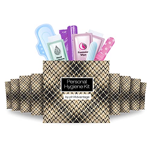 Light Leather Style Menstrual Kit All-in-One 10 Pack | Convenience on The Go | Period Kit Pack for Travelling, Tweens & Teenagers or just When You’re Out | Individually Wrapped Feminine Hygiene - color: Light Leather