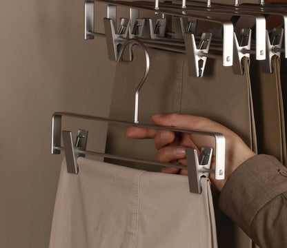 Premium Matte Silvery Aluminum Pants Clip Hanger 100 Pack, 12” Extra Smooth & Durable Metal Shirt Dress Aluminum Alloy Hanger,Clothing Support,Clothing Hang - style: Silver Pants Clip Hanger（100）