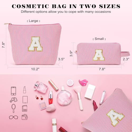 Teacher Christmas Gifts for Women - Teacher Appreciation Gifts, 2025 Xmas Birthday Gift for Teachers, Initial Makeup Bag for Teachers, Blue Letter A - color: Blue, style: A'