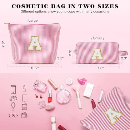 Small Makeup Bag for Purse - Travel Makeup Bag Set, Initial Make up Bag Organizer Makeup Pouch, Blue Preppy Stuff Birthday Gifts for Women Travel Essentials, Blue Letter H - color: Blue, style: H