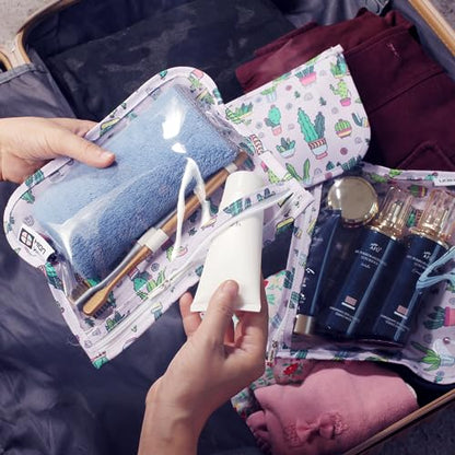 HIONXMGA TSA Approved Toiletry Bag, Set of 3 Clear Travel Toiletry Bag Quart Size Zipper Travel Pouch, Waterproof Makeup Cosmetic Bag for Women Men Kids Toiletries Carry on, Dinosaur - color: Dinosaur, Mixed Sizes