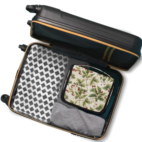 Hanging Travel Toiletry Bag for Women, Holly Berries Print Water Resistant Polyester Organizer with Hook & Handle, Large Capacity Cosmetic Bag for Travel, Gym, Camping - color: Holly Berries Print