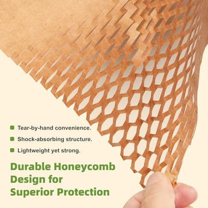 Honeycomb Packing Paper 12" x 55 ft - Eco-Friendly Cushioning Wrap for Moving, Shipping, and Packaging | Recyclable Alternative to Bubble Wrap Roll | Packing Paper for Fragile Items & Electronics - size: 12'' x 55 ft