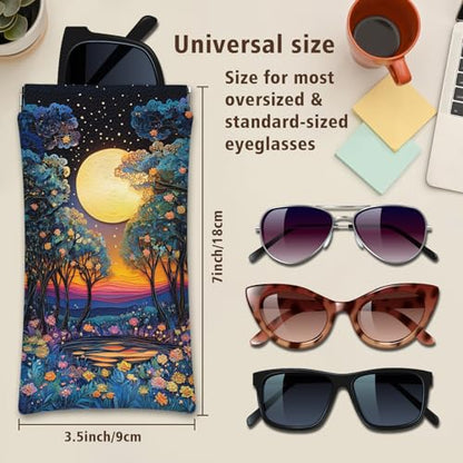 Eyeglasses Sunglasses Case PU Soft Squeeze Top Glasses Pouch for Women Men,Animal Pattern Portable Anti Scratch - color: Brown