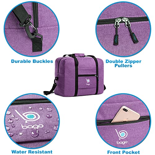 Bago Personal Item Travel Bag For Airlines - Fits As 18x14x8 inches Travel Bag Spirit & Frontier Airlines - Foldable Duffle Bag For Travel - Personal Item Bag Small Carry On Bag For Air Travel - color: SnowDepPurple