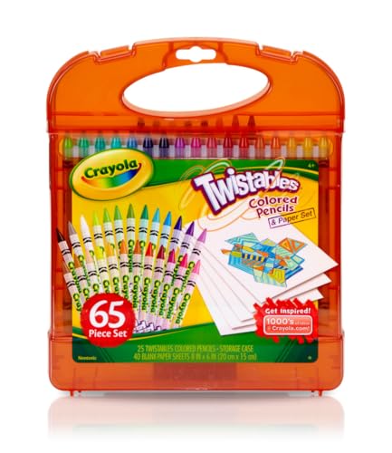 Crayola Twistables Colored Pencils Set 65 pieces (25 pencils + 40 paper sheets), Kids Drawing Kit, Portable Art Case, Kids Colored Pencils, Coloring Supplies, Gifts. - style: Twistable Colored Pencils
