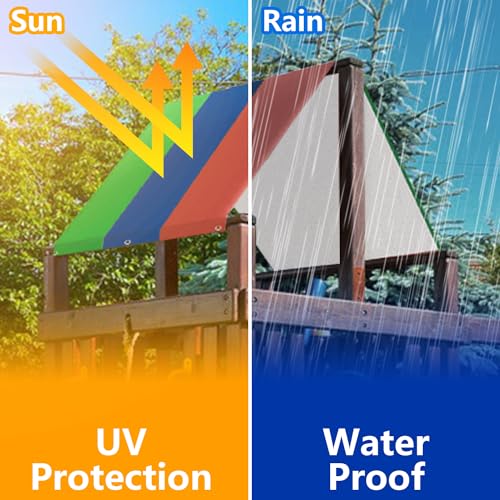 Alpurple Swing Set Replacement Tarp- 52" x 90" Kids Playground Roof Canopy, Replacement Sunshade Waterproof Trap Cover for Children Outdoor Sunproof (Green Blue red) - color: Green Blue Red