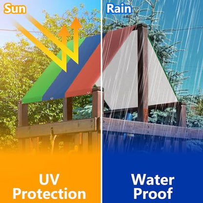 Alpurple Swing Set Replacement Tarp- 52" x 90" Kids Playground Roof Canopy, Replacement Sunshade Waterproof Trap Cover for Children Outdoor Sunproof (Green Blue red) - color: Green Blue Red