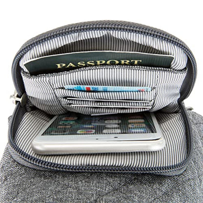 Travelon Anti-Theft Boho Insulated Water Bottle Tote - color: Gray Heather Solid