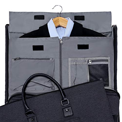 Modoker Convertible Garment Bag with Shoulder Strap, Carry on Garment Duffel Bag for Men Women - 2 in 1 Hanging Suitcase Suit Travel Bags, Jet Black - color: Jet Black