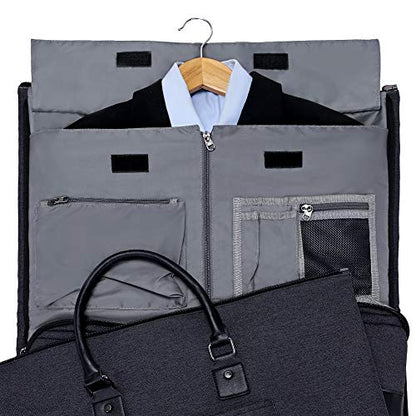 Modoker Convertible Garment Bag with Shoulder Strap, Carry on Garment Duffel Bag for Men Women - 2 in 1 Hanging Suitcase Suit Travel Bags, Jet Black - color: Jet Black