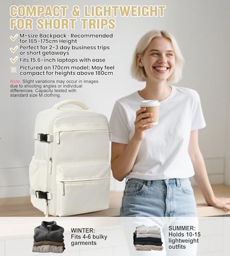 BOXSAM Vacuum Travel Backpack with Pump for Women, Personal Item Carry on Vacpack Backpacks Flight Approved 18x14x8 inches for Men,Laptop Waterproof Work Compression bags Casual Daypack,Beige