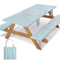 Fitted 8Ft Picnic Table Cover with Chair Covers Elastic Polyester Stain Resistant Reusable Camping Table Cloth Patio Family Glamping Things Hiking Rv Traveling Needs Gifts for Grandparents - color: Green Bohemia, size: 96*30Inch