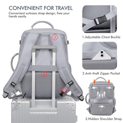 Beraliy Travel Backpack, Personal Item Bag Ailrline Approved, 17.3 Inch Laptop Backpack, Carry On Travel Bag, Hiking Backpack, Casual Backpack, Grey - color: Grey, size: Large