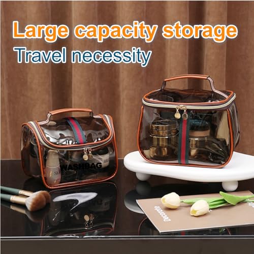 Retro Clear Makeup Bag Waterproof Large Capacity Zipper Travel Toiletry Organizer for Women - size: M3