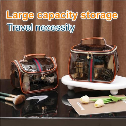 Retro Clear Makeup Bag Waterproof Large Capacity Zipper Travel Toiletry Organizer for Women - size: M3