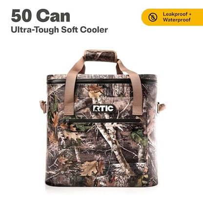 RTIC Ultra-Tough Soft Cooler 50 Can, Insulated Bag Portable Ice Chest Box for Lunch, Beach, Drink, Beverage, Travel, Camping, Picnic, Car, Trips, Floating Cooler Leak-Proof with Zipper - color: Camo