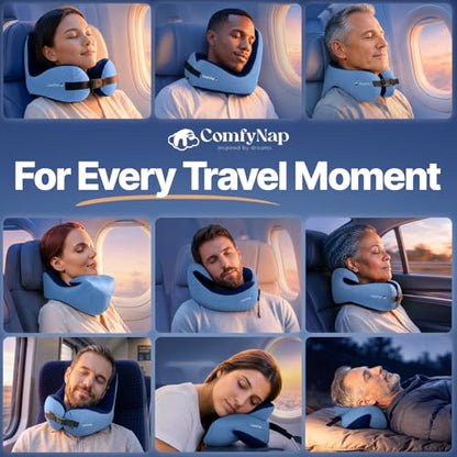 ComfyNap® Versatile Travel Neck Pillow for Airplane [Patented], 9 Positions in 3 Techniques, Plane Pillow with Pure Memory Foam, Travel Pillow with HeadRest Flight Sleep, Travel Essential - Zeus - color: Zeus