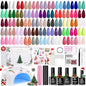 Beetles 80 Pcs Christmas Gel Nail Polish Kit with U V Light - 55 Color Gel Nail Kit Gifts for Women Soak Off Color Enchantment Winter Red Nails Art Home DIY Salon Beginners Manicure Set - color: Christmas Gel Nail Kit