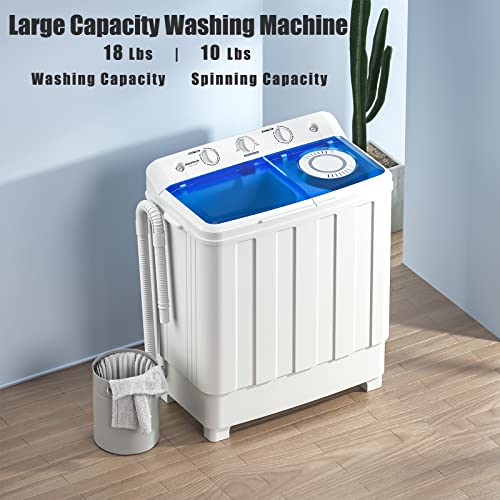 Auertech Portable Washing Machine, 28lbs Twin Tub Washer Mini Compact Laundry Machine with Drain Pump, Semi-automatic 18lbs Washer 10lbs Spinner Combo for Dorms, Apartments, RVs - size: 28lbs capacity