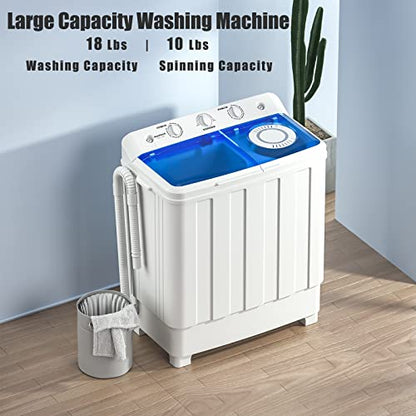 Auertech Portable Washing Machine, 28lbs Twin Tub Washer Mini Compact Laundry Machine with Drain Pump, Semi-automatic 18lbs Washer 10lbs Spinner Combo for Dorms, Apartments, RVs - size: 28lbs capacity