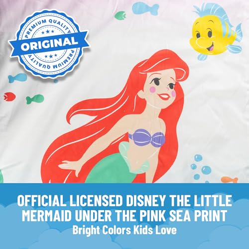 Jay Franco Kids Slumber Bag and Pillow - 54 x 27 Inch Comfy Indoor Sleeping Bag for School and Sleepovers, 2 Piece Set, Multi - The Little Mermaid - color: Multi - The Little Mermaid