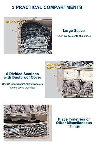 ELEZAY Hanging Packing Cubes Portable Closet 3-Shelf Travel Collapsible Compression Garment Organizer for Carry-on Luggage Suitcase Space Saver Bag XX-Large_No Side Pockets, Beige - color: Beige, size: XX-Large_16*12*24 IN