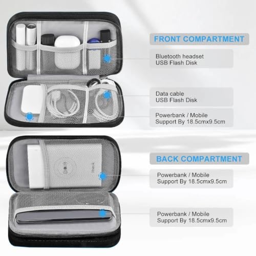ZINMARK Portable Cable Organizer Case,Travel Pouch with Double-Layer Storage for Cables,Chargers,Earbuds & Phone,Dark Gray Black - color: Dark Gray Black