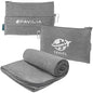 PAVILIA Soft Travel Blanket, Compact Airplane Blanket in Bag, Portable Blanket Pillow Set, Lightweight and Packable Plane Flight Car Trips Travel Home Office Gift Accessories, Gray, 65x40 inches - color: Gray