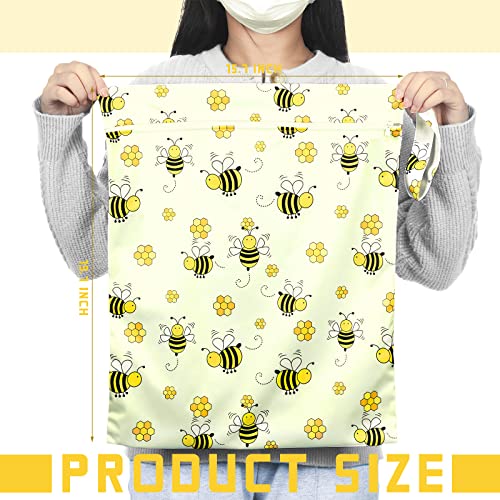 Shappy 2 Pack Large Travel Laundry Bags, Large Wet Dry Waterproof Dirty Clothes Bag for Suitcase, Swimsuit Beach Gym College Dorm Wet Bag(Bee Style) - style: Bee Style