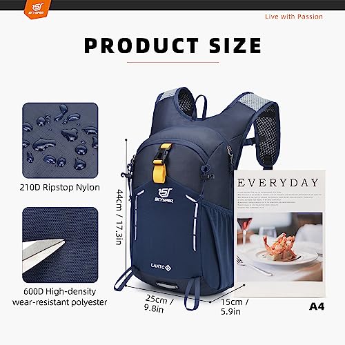 SKYSPER Small Hiking Backpack - 15L Travel Daypack Lightweight Bag Water Resistant Hiking Backpacks for Women Men - color: Lantc15-navyblue, size: Small